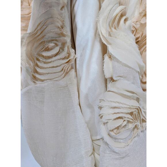 Calvin Klein 100% Silk Rosette Sheath Dress Size 6 Ivory With Pale Pink Rosettes - Picture 4 of 8